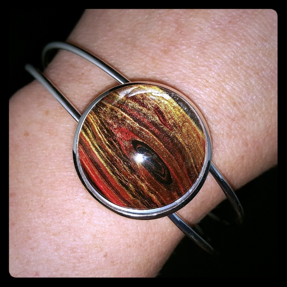 Handpainted Sterling Silver Bracelet